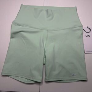 Alo Yoga High Waist Biker Shorts Mint Green Activewear NWT